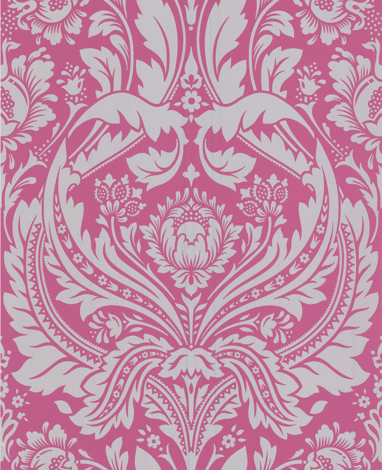 This Stunning Grand Damask Wallpaper In Pink And Grey Will Liven Up