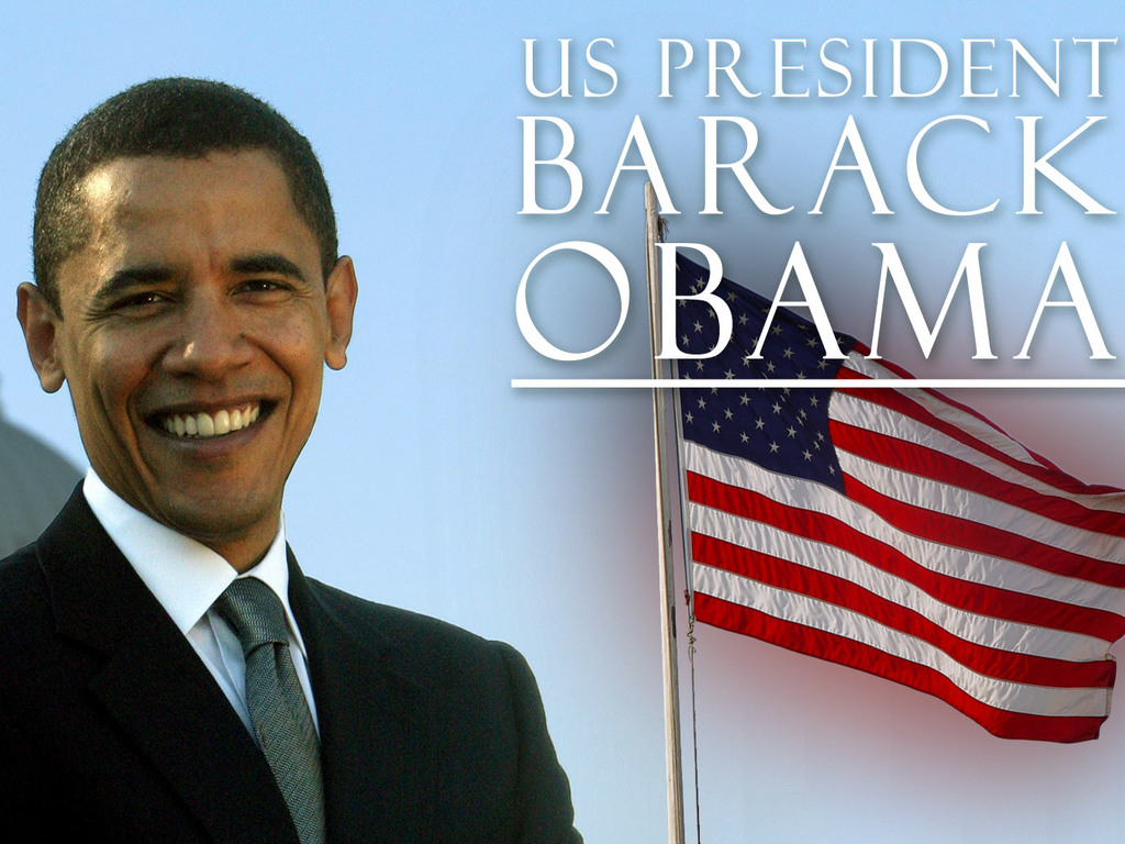 Licht Blauwe Wallpaper Met Us President Barack Obama