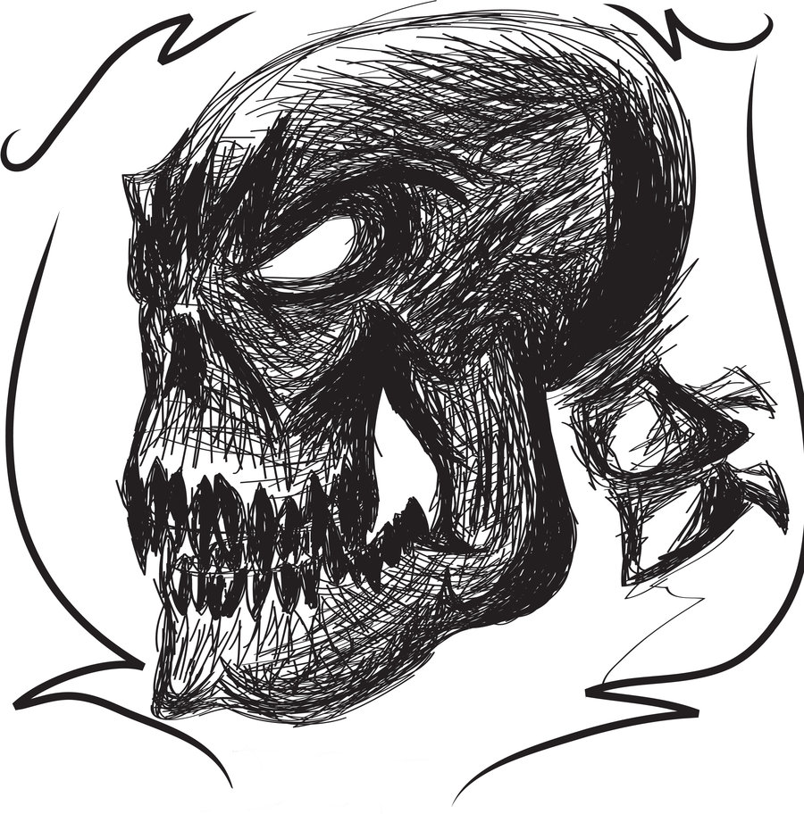 Badass Sketch Skull By Zabithwolf