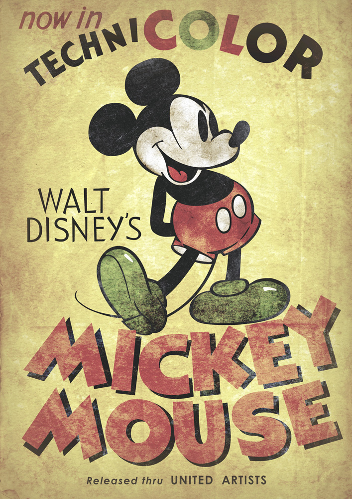 Mickey Mouse Vintage Poster Art Print Wallpaper