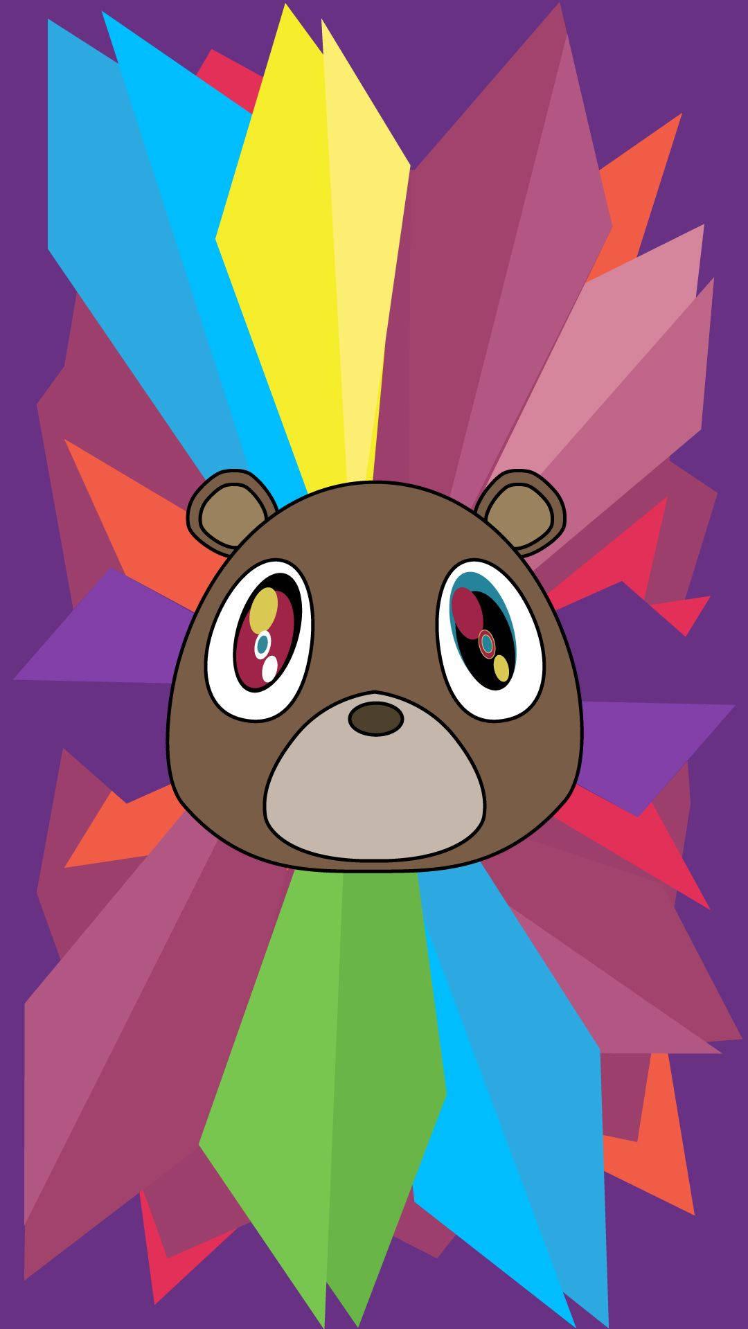 Kanye West Bear Rainbow Aesthetic Geometric Shapes