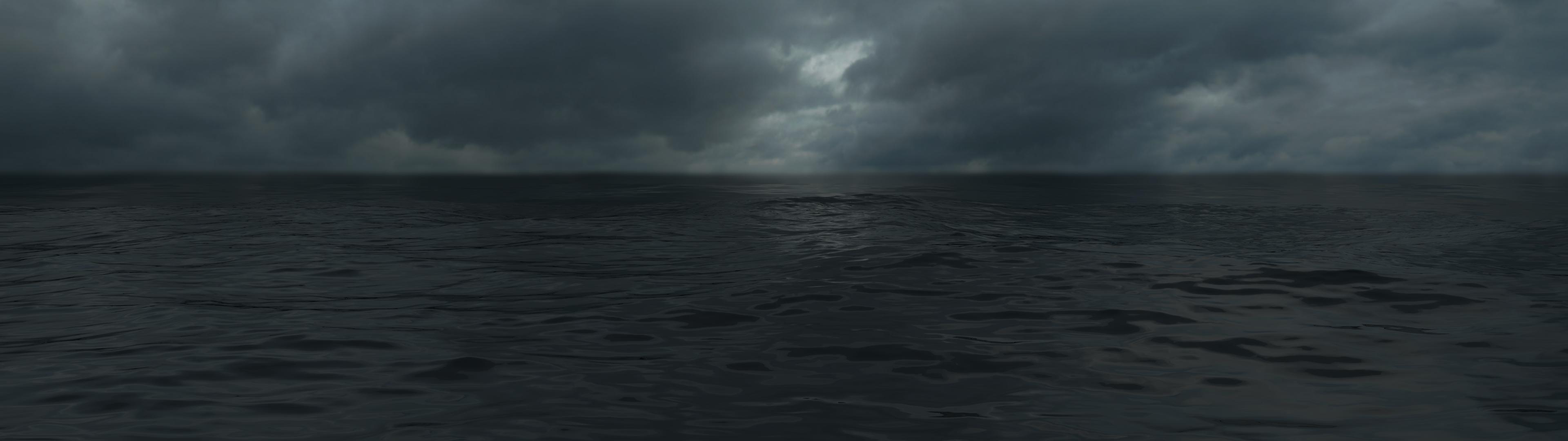 Dark clouds over sea [3840x1080] two 1080 monitors iimgurcom