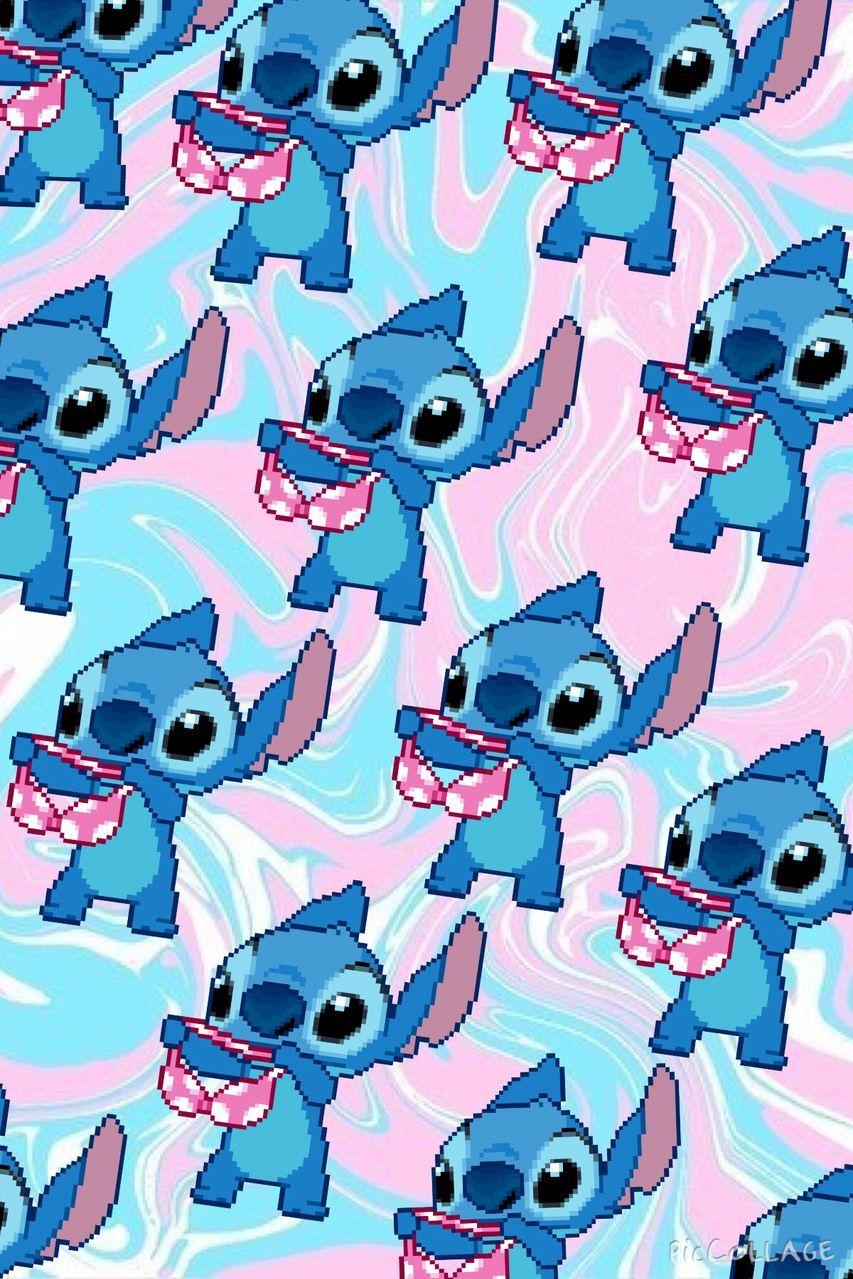 Stitch Wallpaper 4K, Disney, Cartoon, Blue background