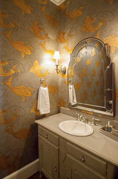 Koi Wallpaper Transitional Bathroom Lucy And Pany