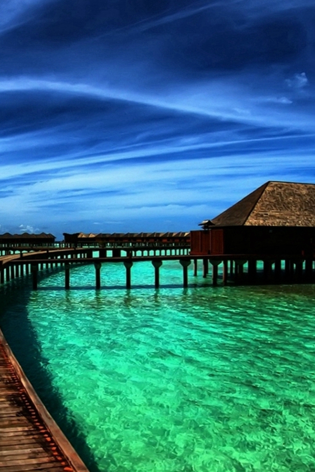 Fantasy Beautiful Ocean Maldives View iPhone 4s Wallpaper Download