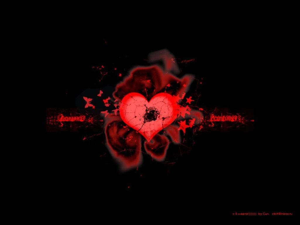 Black Wallpaper With Red Heart Hd