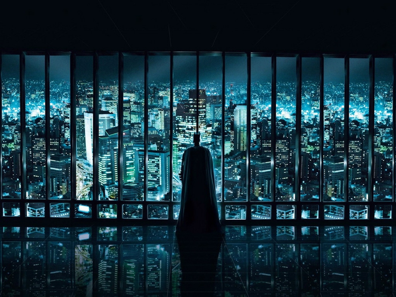  comics Batman Looking at Gotham City Entertainment Movies HD Wallpaper