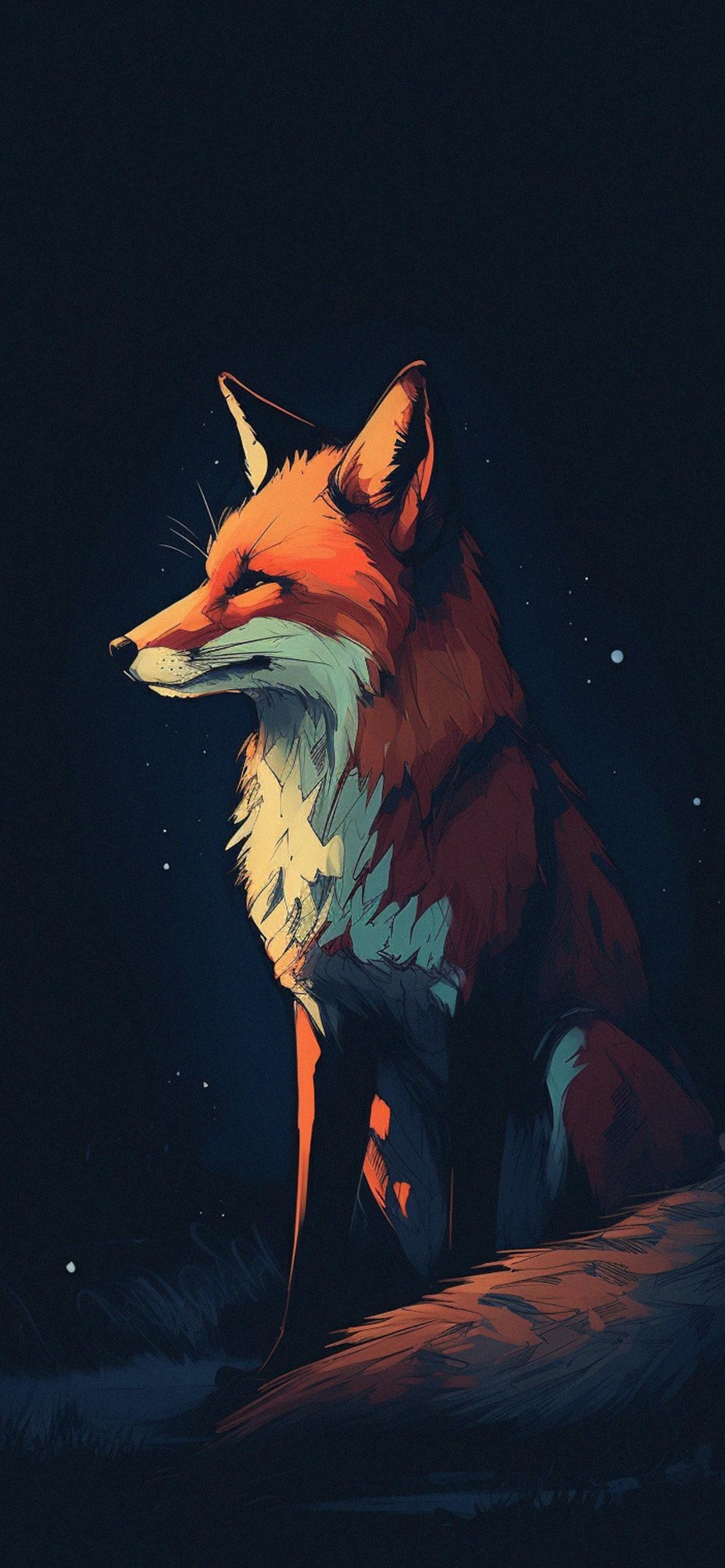 Fox Dark Art Wallpaper Aesthetic For iPhone 4k