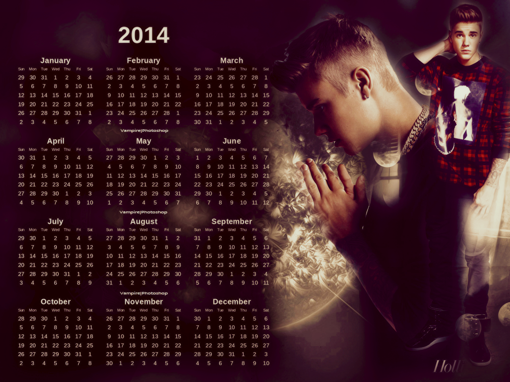 Justin Bieber Calendar January By
