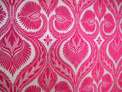 1890s Red Damask Flock Wall