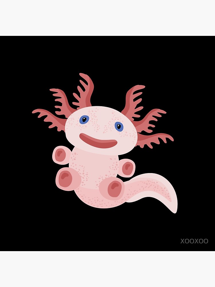 Axolotl On Black Background Art Board Print By Xooxoo