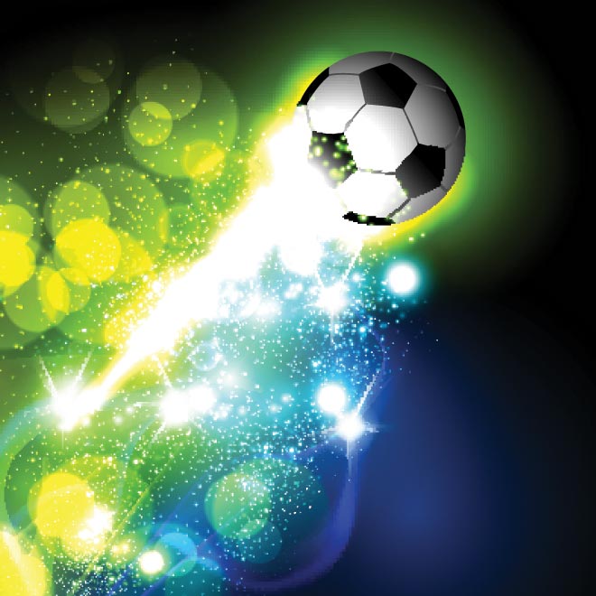 Soccer Ball On Abstract Colorful Background Vector Glowing