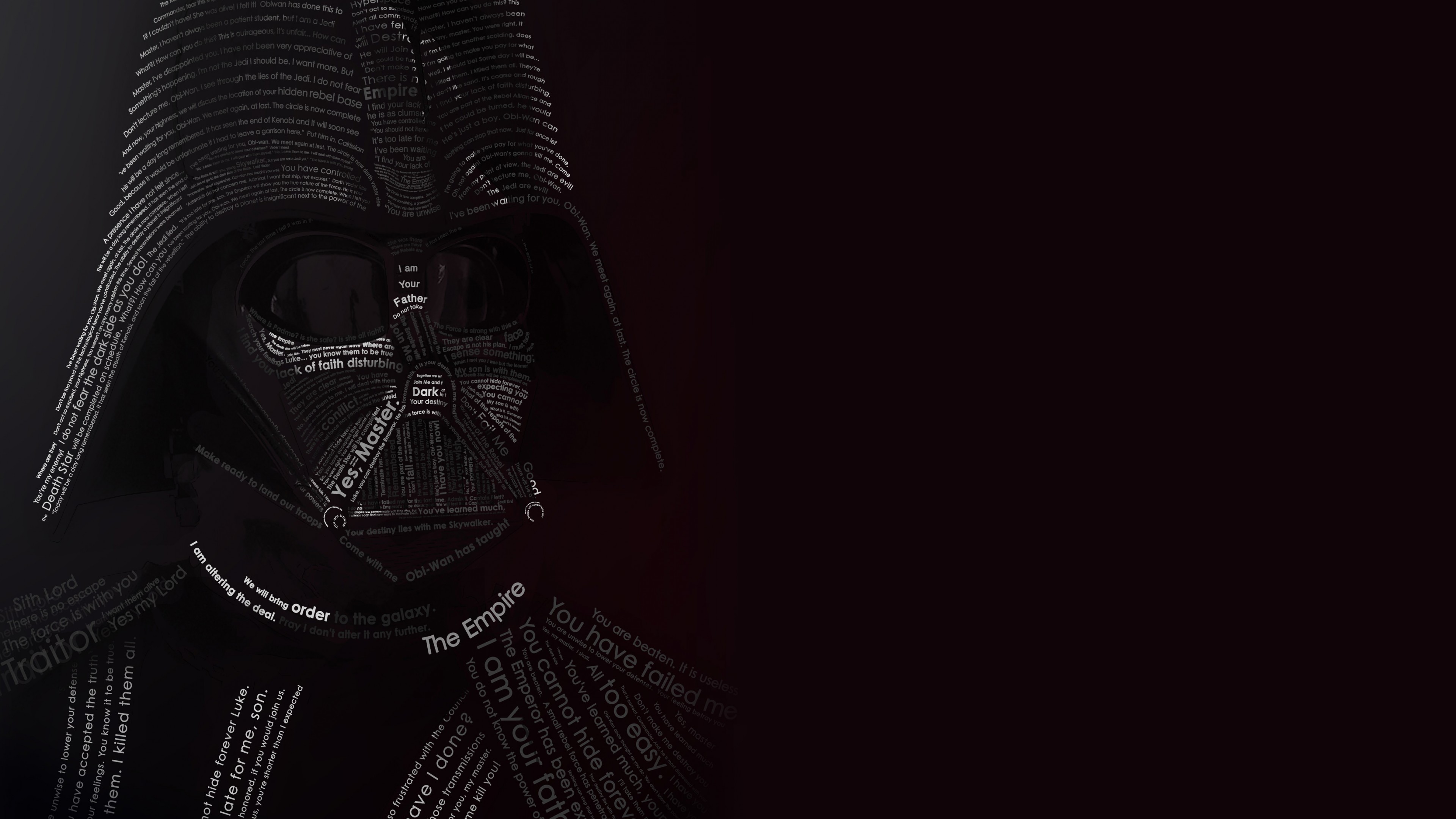 Darth Vader Typographic Portrait Wallpaper for Desktop 4K 3840 x 2160
