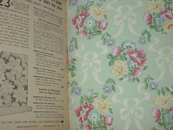 Vintage Wallpaper Sample Book Sears 1952 Shabby Chic Vintage Craft Su
