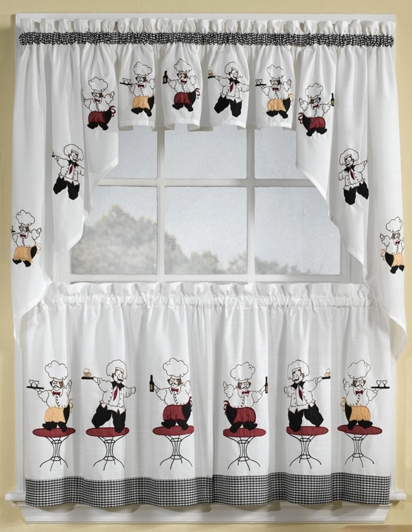 Chef Window Curtains Feature Charming Appliqued And Embroidered Chefs