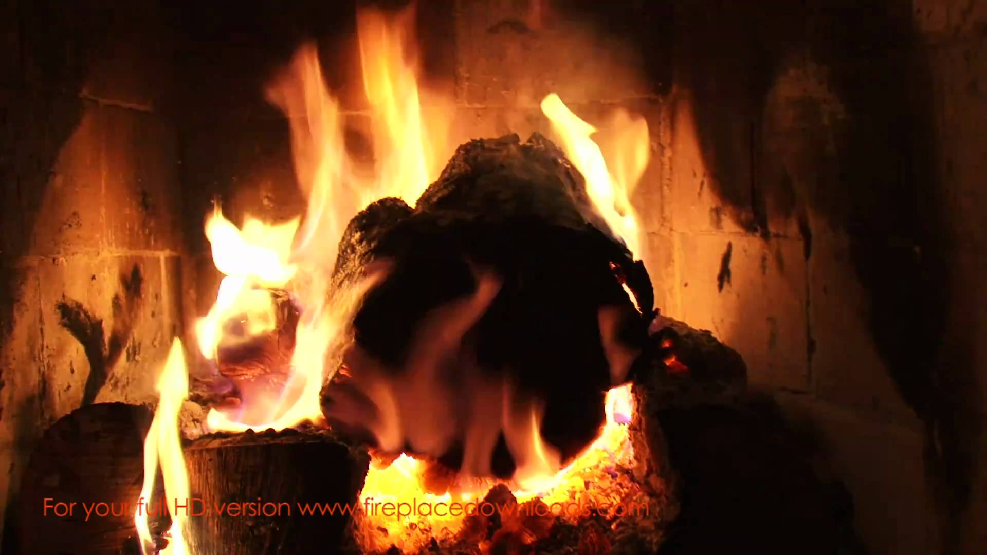 Virtual HD Fireplace Video 1080p Large Log Fire