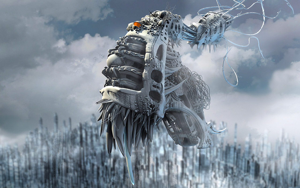 Snow Flying Tentacles Machine Science Fiction Sci Fi Organism Desktop