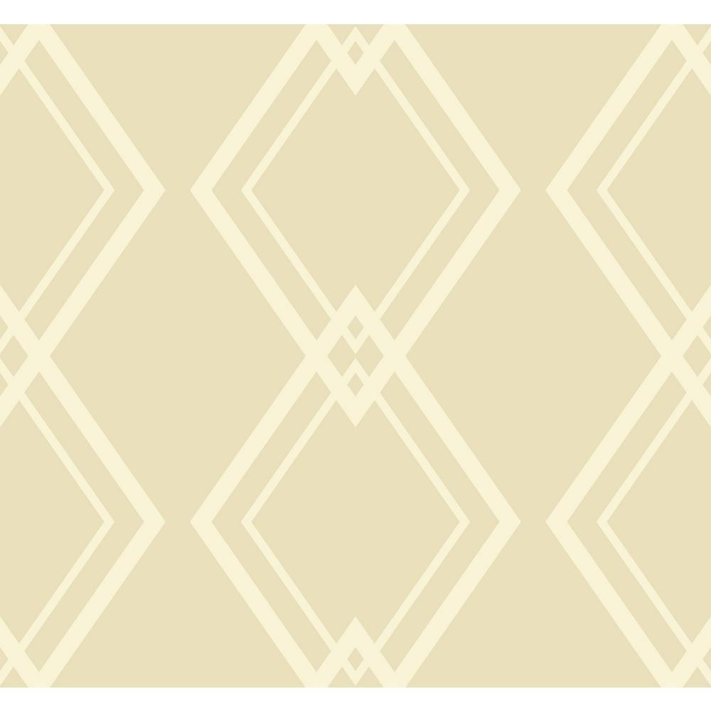 Seabrook Designs Diamond Link Tan And White Geometric Wallpaper