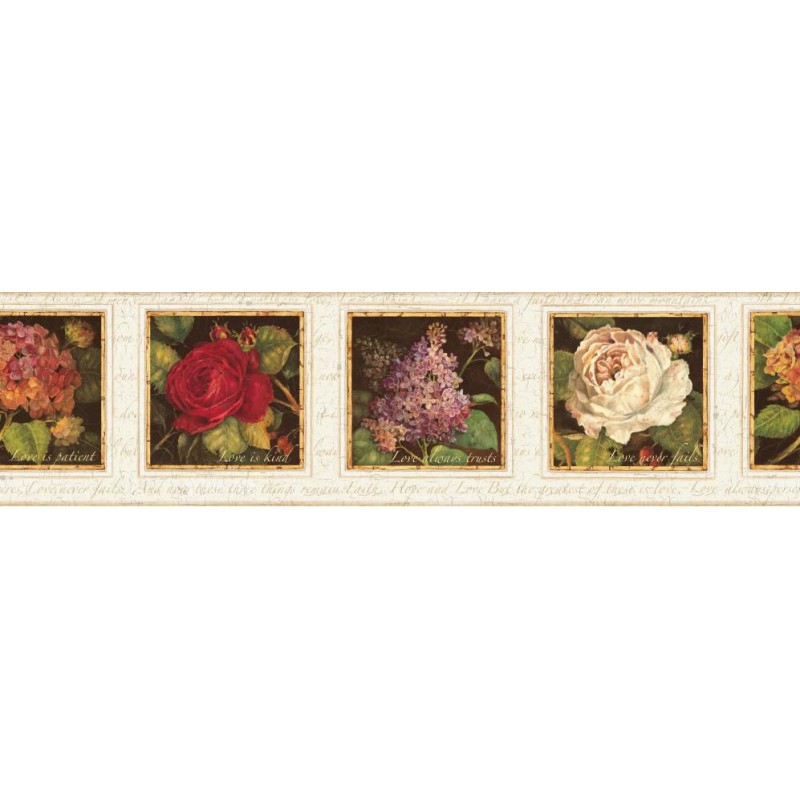 Wallpaper Border Botanical Floral Frames With Script