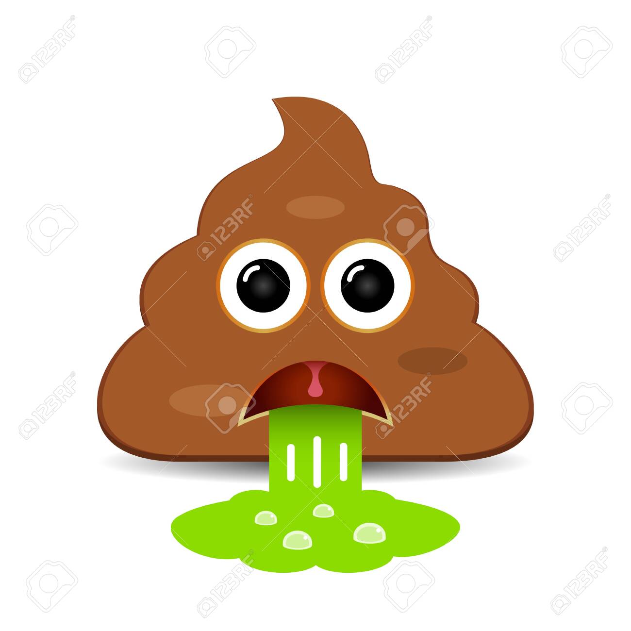 Vomiting Poo Emoji Vector Cartoon Isolated On White Background