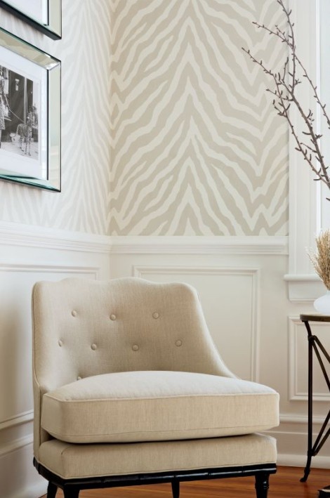 Thibaut Etosha Zebra Print Wallpaper And Brentwood Chair From