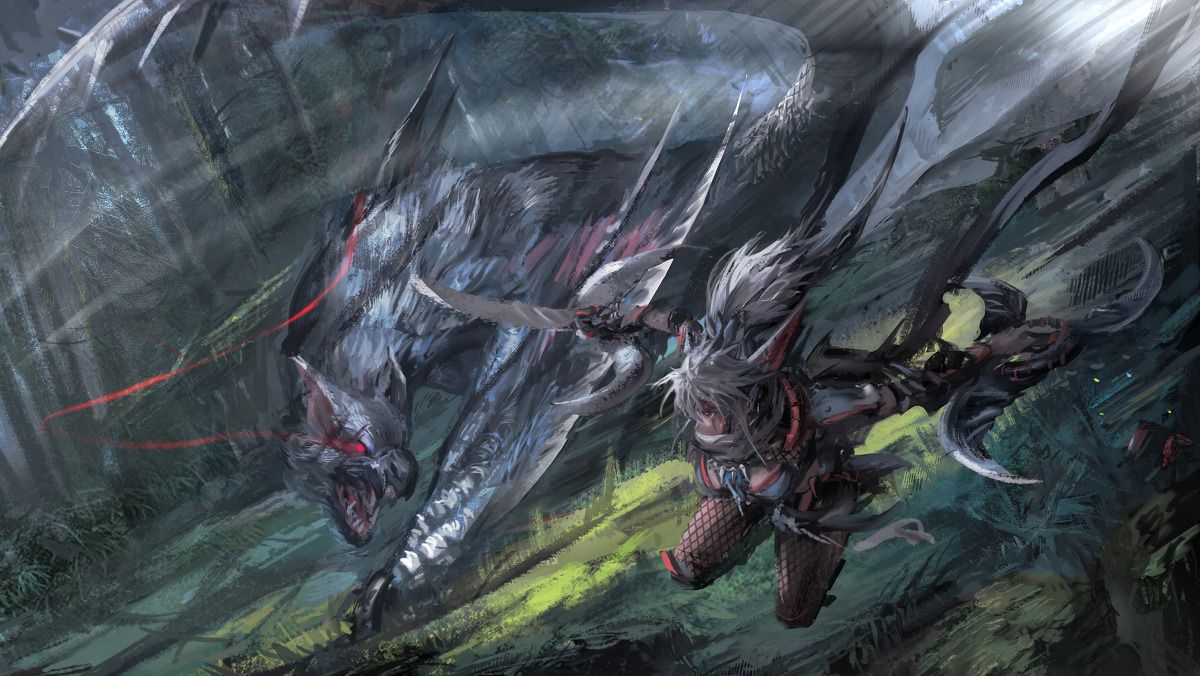Nargacuga Vs A Hunter From Monster Art