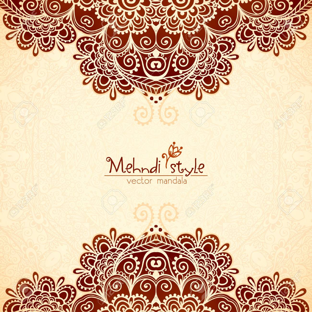 Vector Vintage Flowers Ethnic Background In Indian Mehndi Style