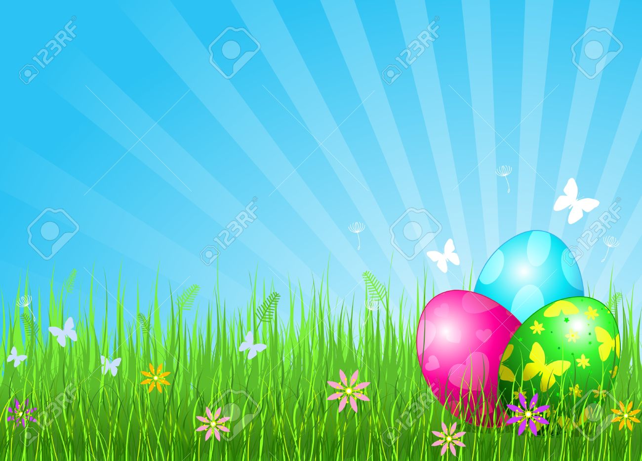 Abstract Easter Background With Beautiful Coloring Eggs