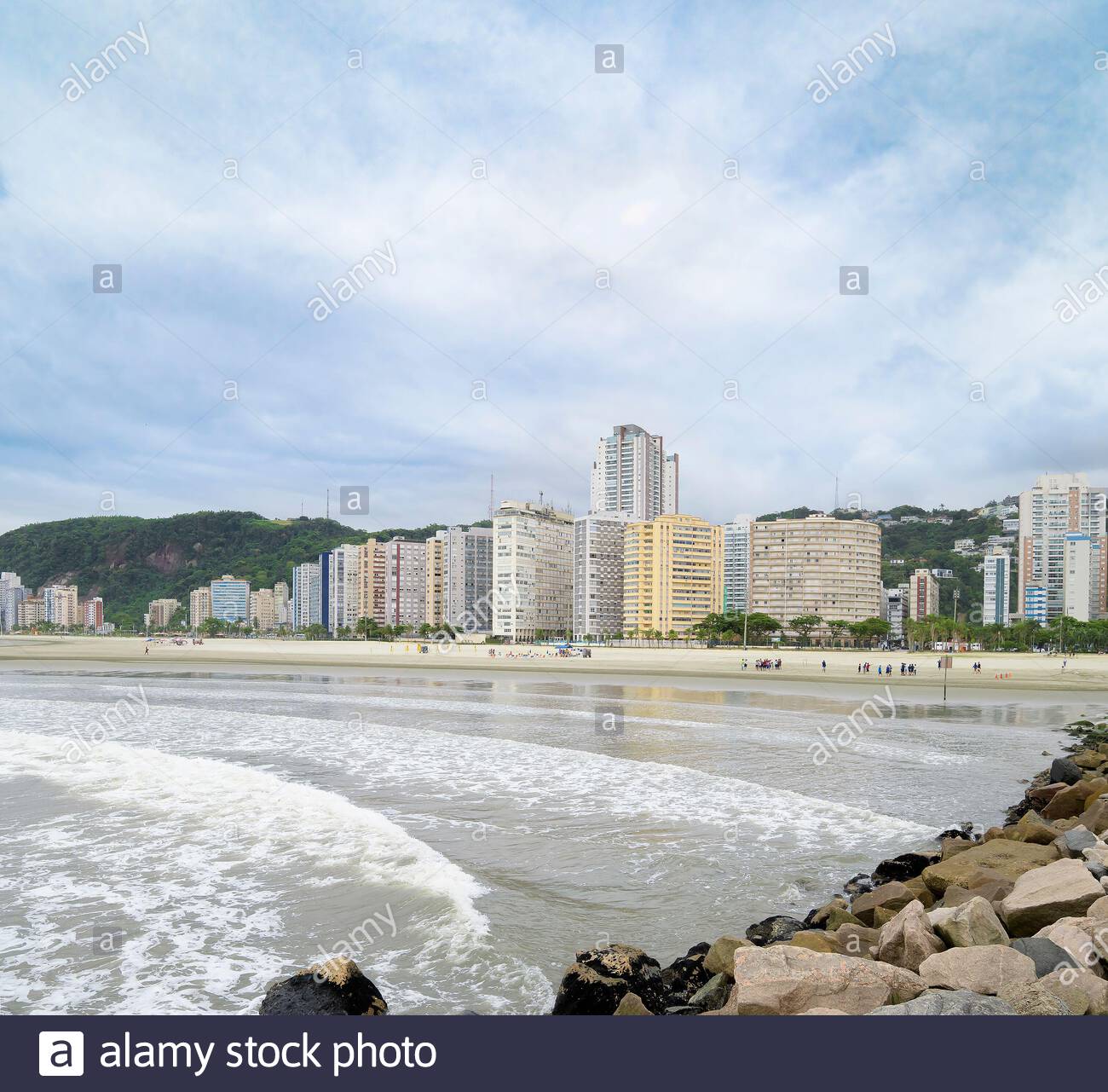 Of A Beach Santos Sp Brazil Jose Menino And The