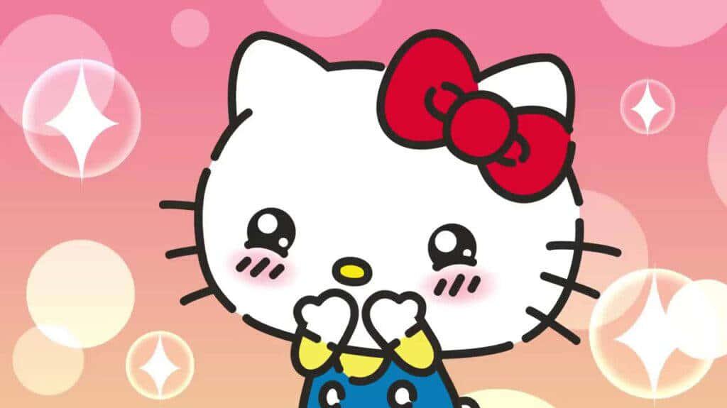 Hello Kitty Is Sitting On A Pink Background Wallpaper