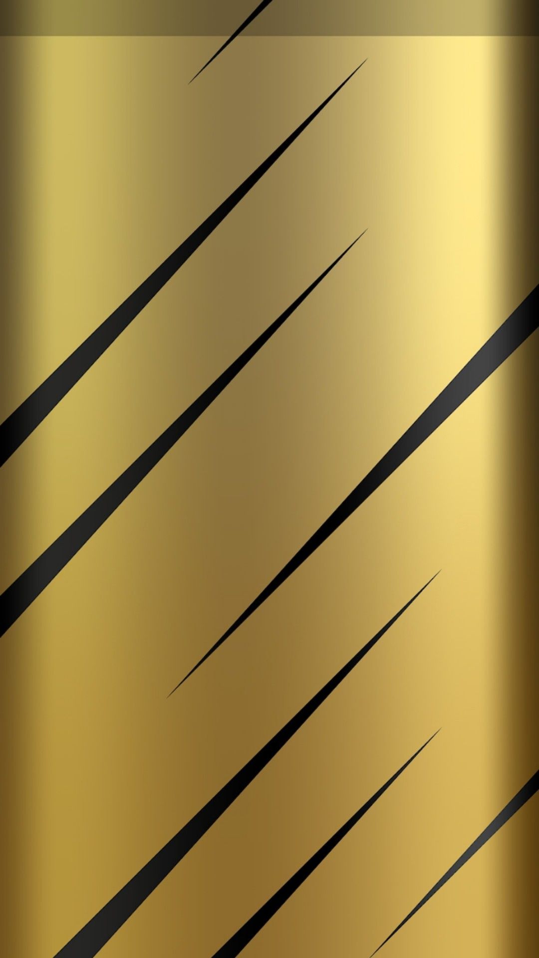 A sleek black and gold phone wallpaper with diagonal black stripes against a metallic gold background