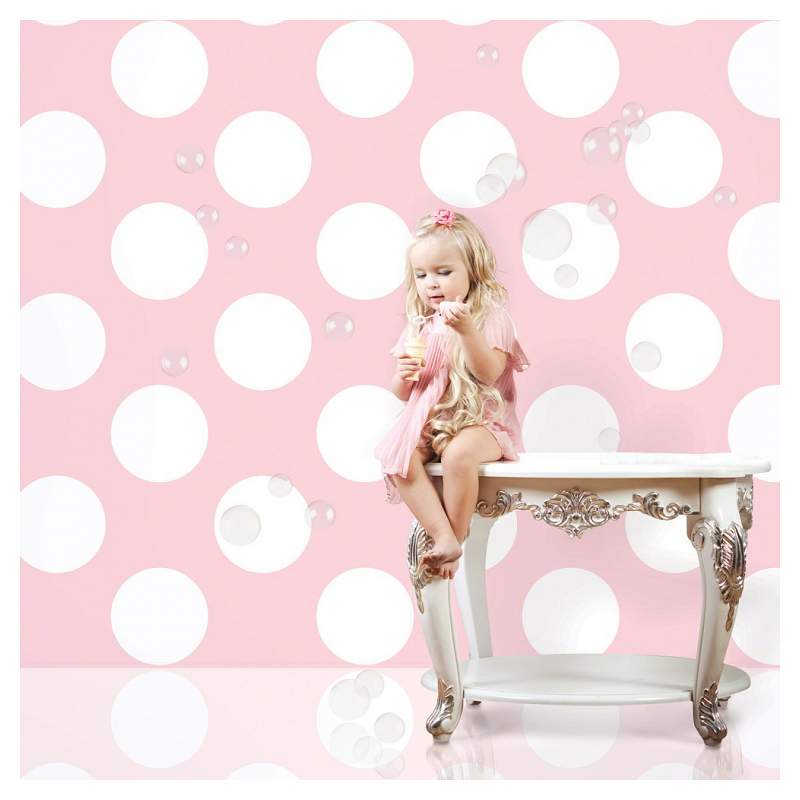 Polka Dot Pink And White Removable Wallpaper Half Kit Join The