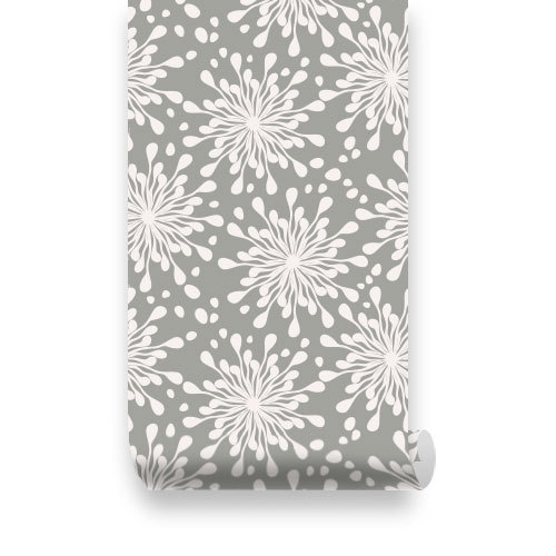 Pattern Grey Removable Wallpaper Peel Stick Repositionable Fabric