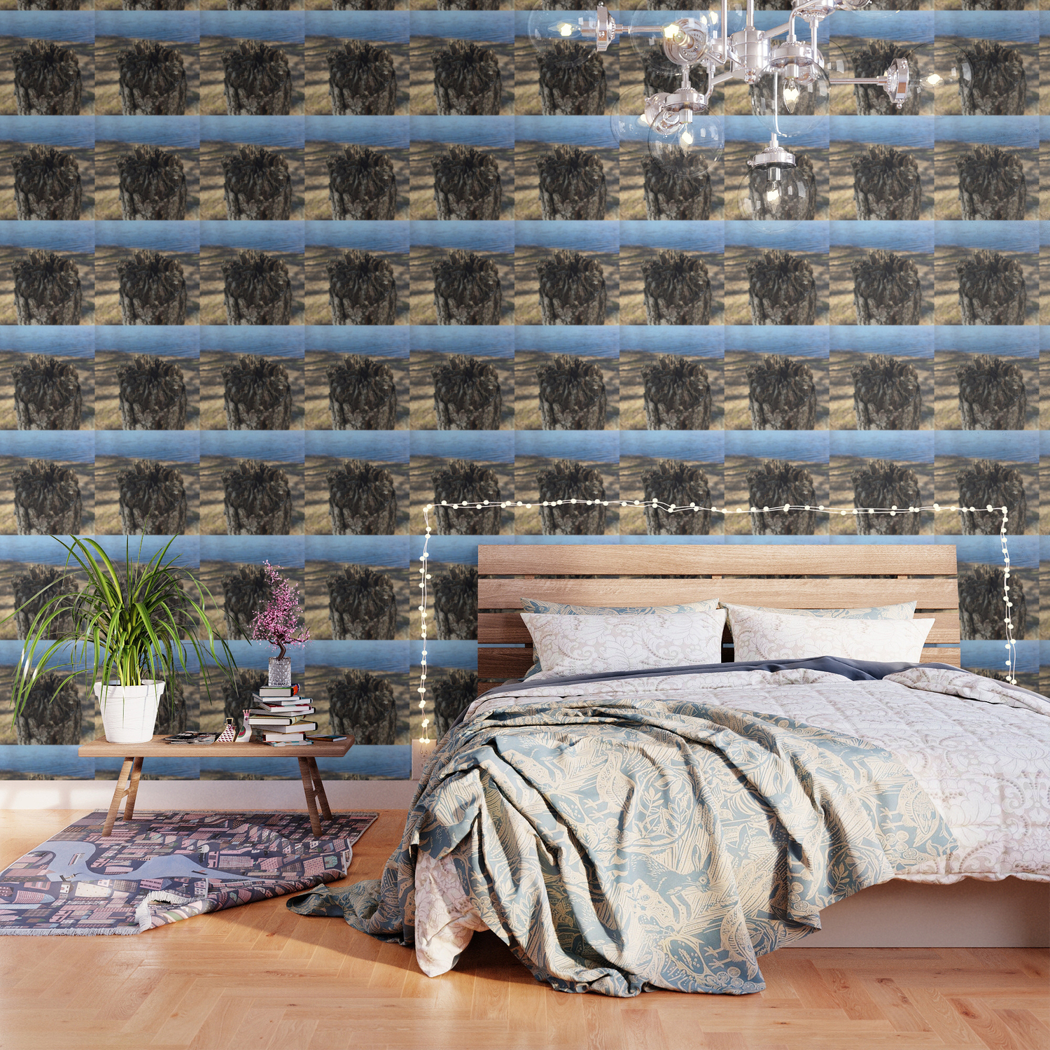 Tree Stump Lakeshore Abstract Wallpaper By Tronictees Society6