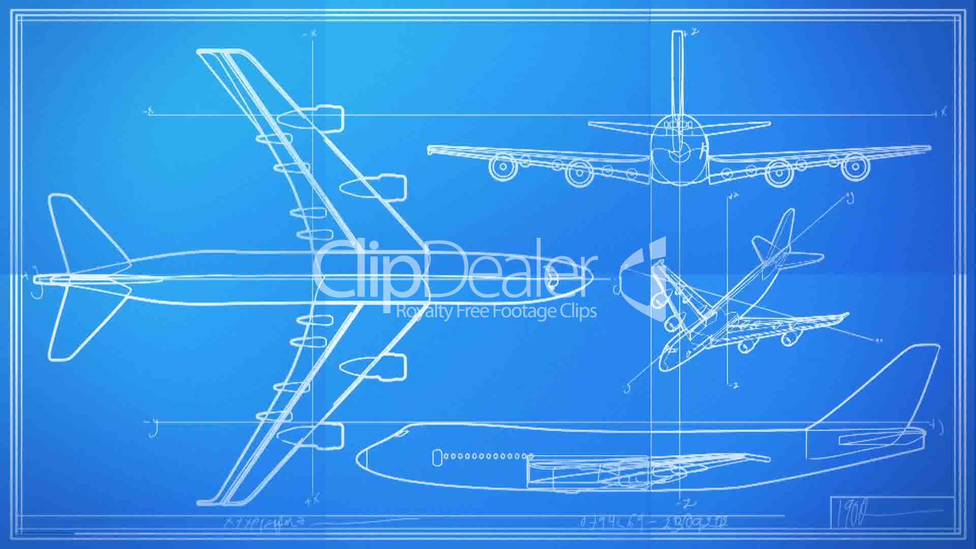Aircraft Technical Drawing Blueprint Time Lapse