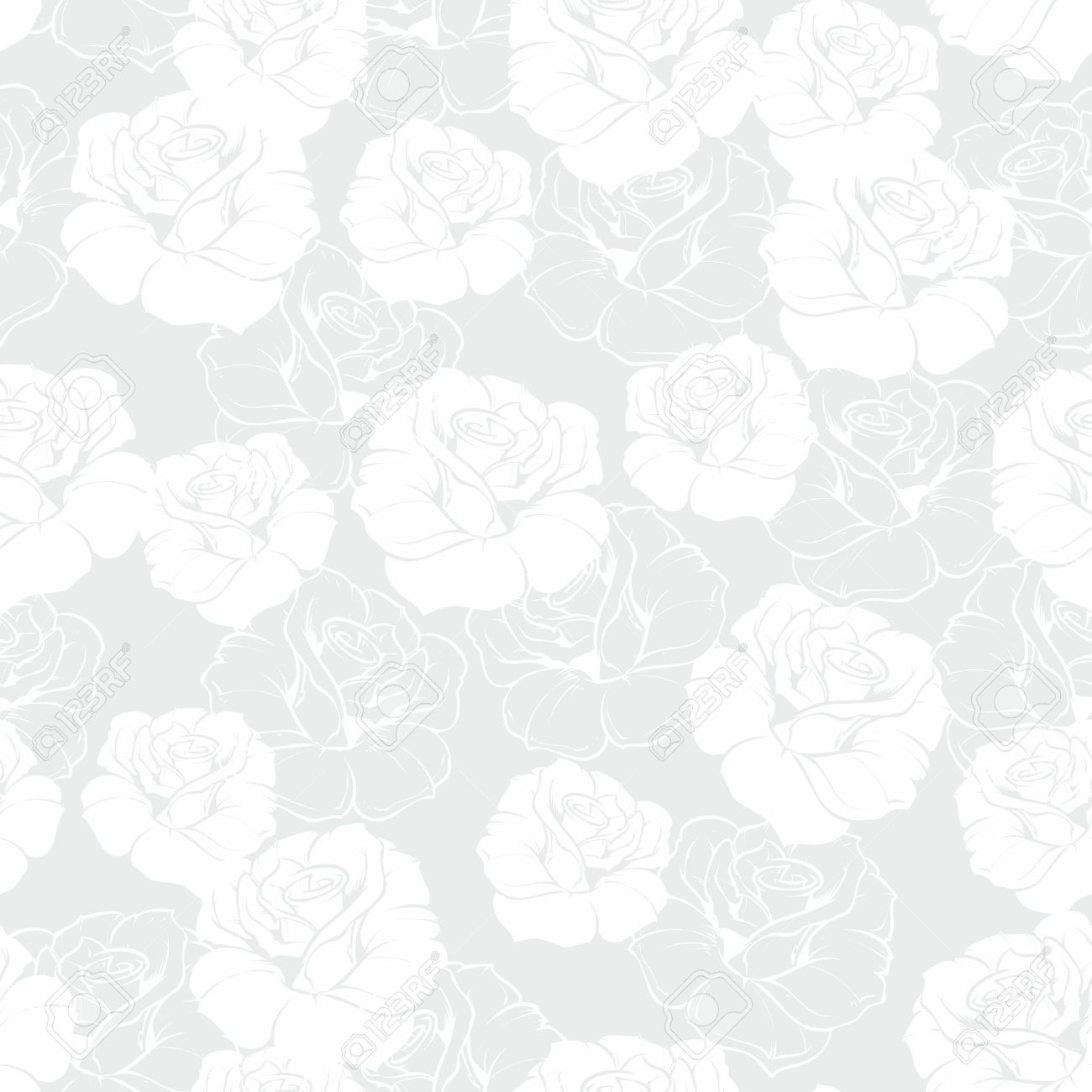 Seamless Grey And White Floral Vector Pattern With Classic