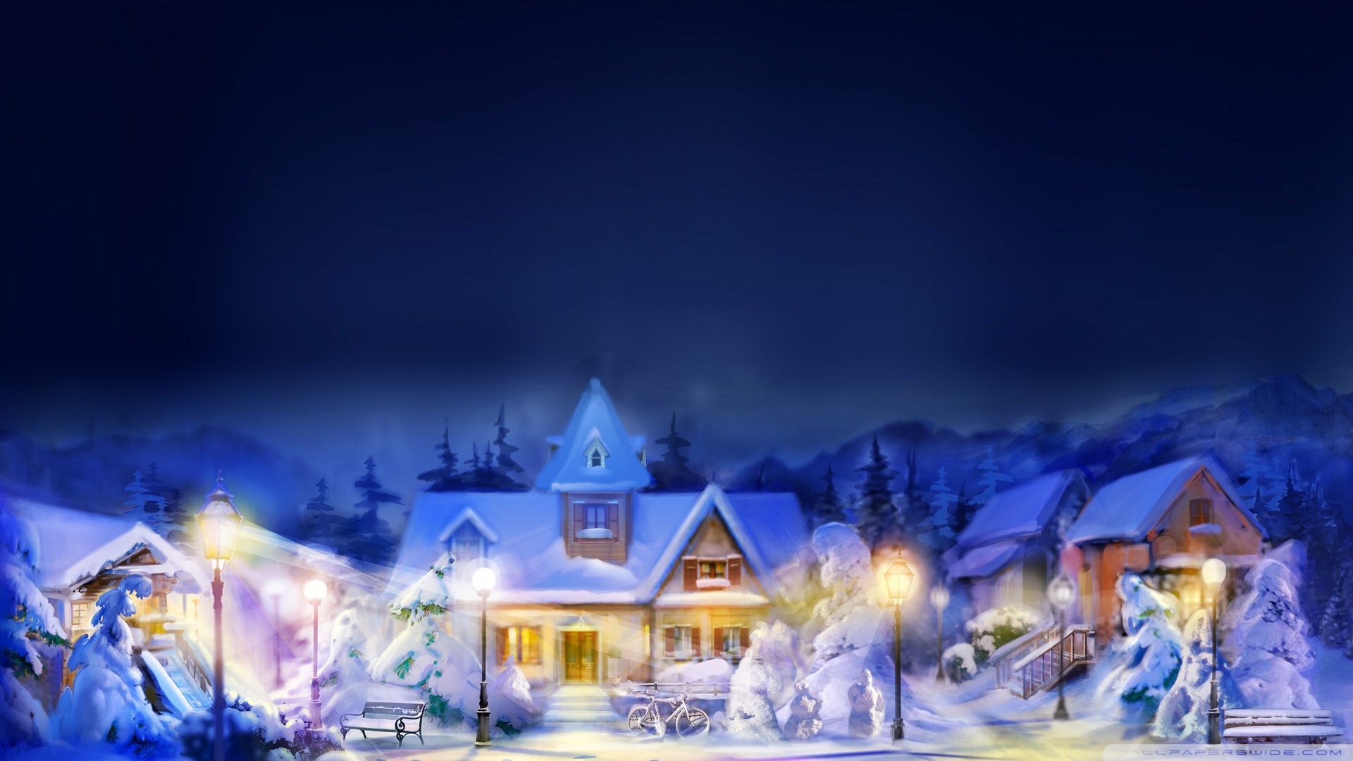 Christmas Town Scene 4k HD Desktop Wallpaper For Ultra Tv