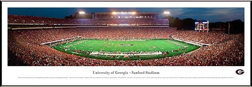Uga Georgia Bulldogs Sanford Stadium Night Game Panoramic Print