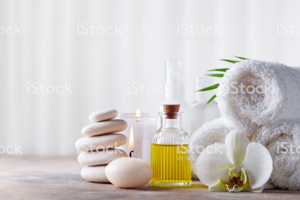 Spa Beauty Treatment And Wellness Background With Massage Pebbles