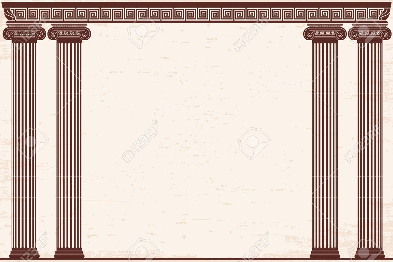 Ancient Greek Background With Four Columns And A National Ornament
