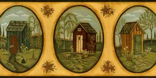 His And Her Primitive Outhouse Border