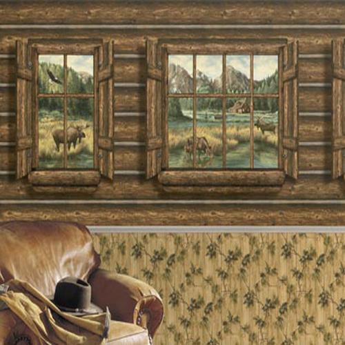 Free Download Log Cabin Windows With Moose Wallpaper Mural