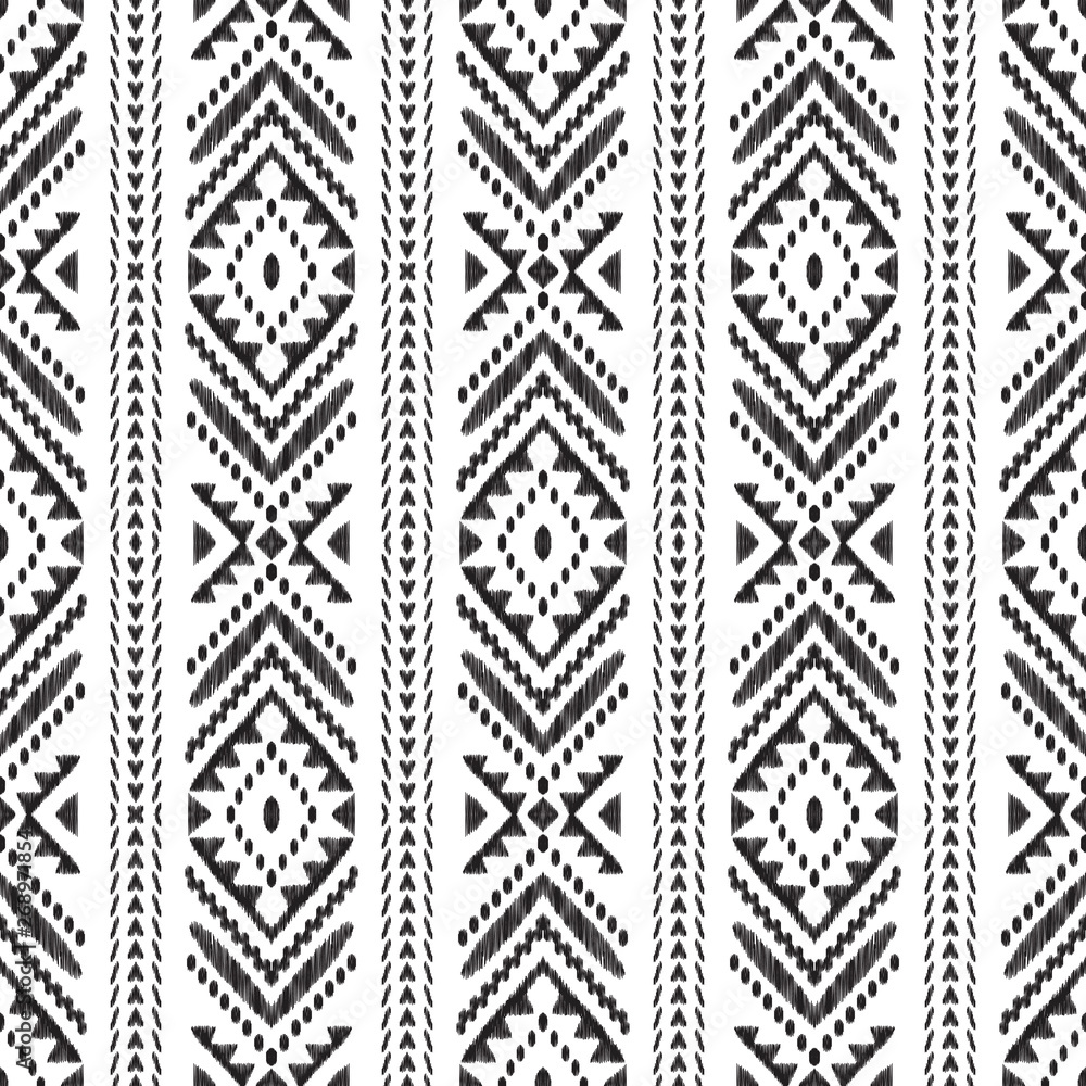 Chevron seamless pattern Black textured tribal elements on the 1000x1000