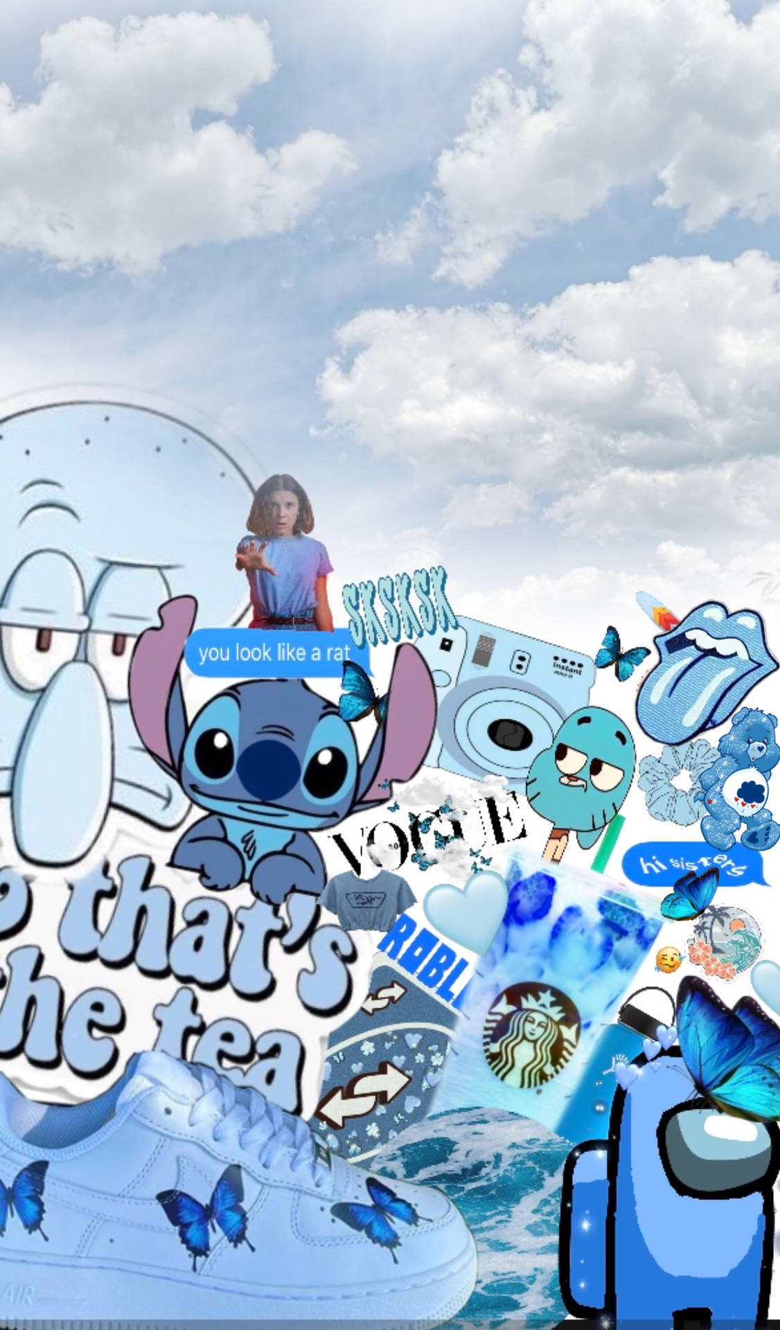 Blue Characters And Stitch Collage Vhzskqnyptlc8ztq Wallpaper