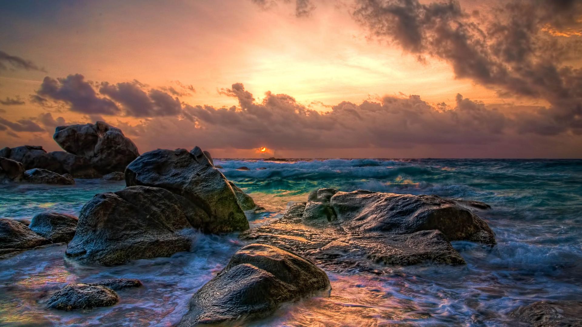 Sea Ocean Sunrise Sunset Wallpaper Desktop HD Background