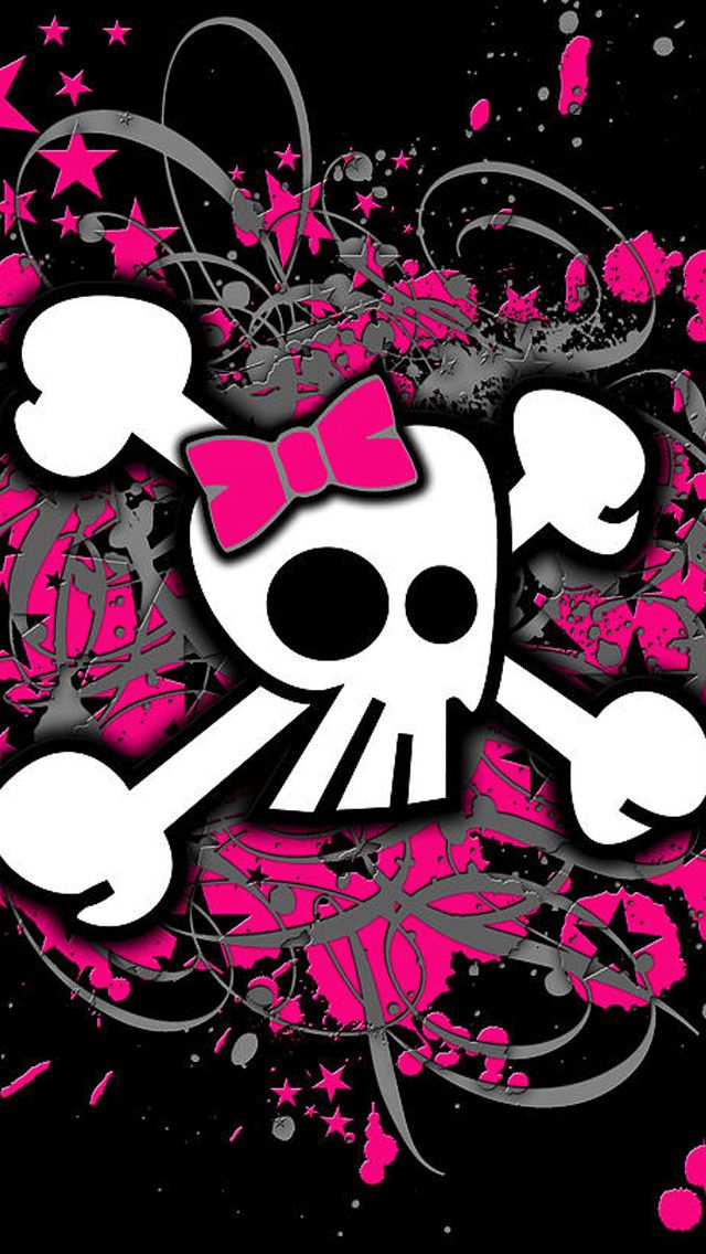 Girly Skull iPhone Wallpaper Black Pink