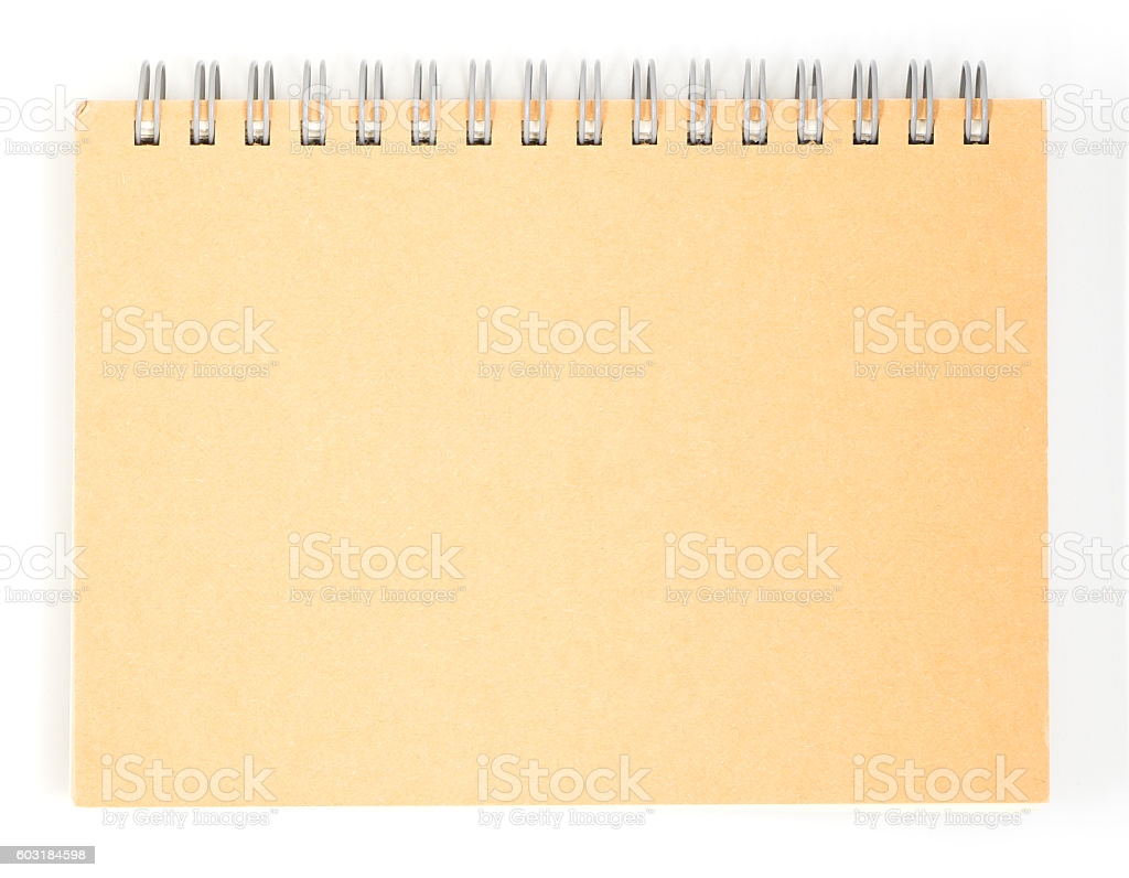 Brown Recycle Cover Notebook Ring Binder On White Background Stock