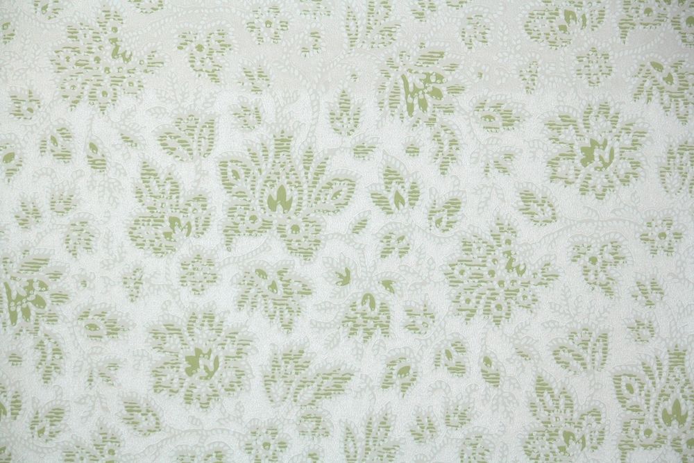 1950s Vintage Wallpaper Green White Floral
