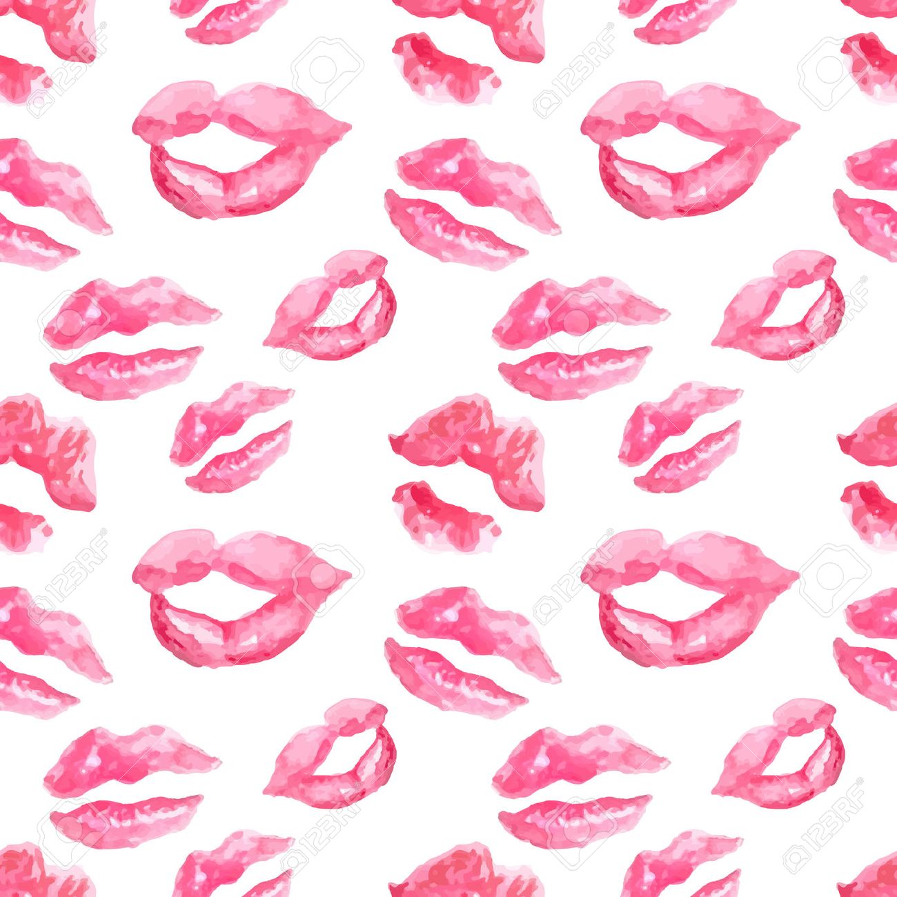 Seamless Pattern With A Lipstick Kiss Prints On White Background