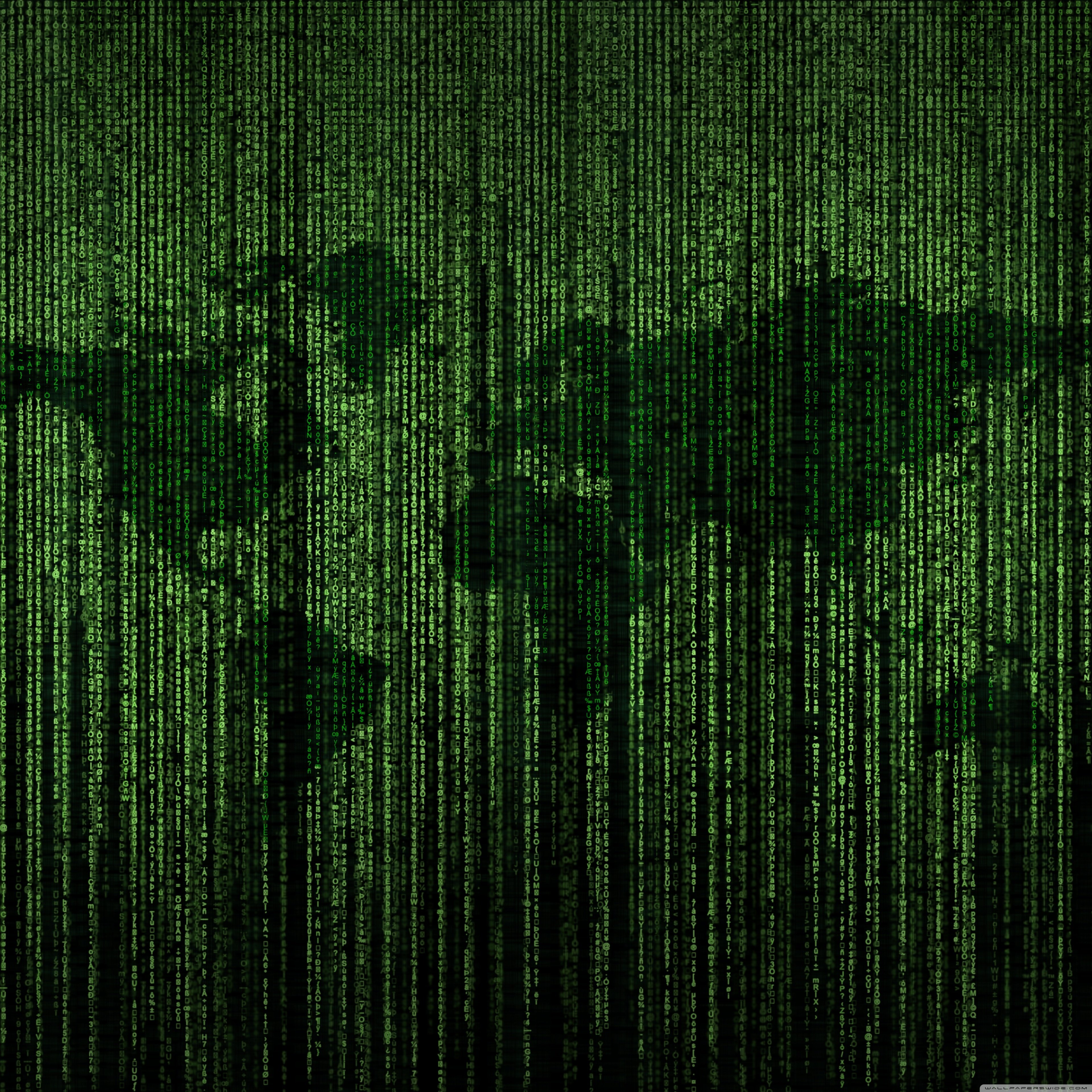 Green Matrix Code World Map 4K HD Desktop Wallpaper for 4K